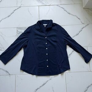 Hinson Wu Donna long sleeve button down navy blue size XXL